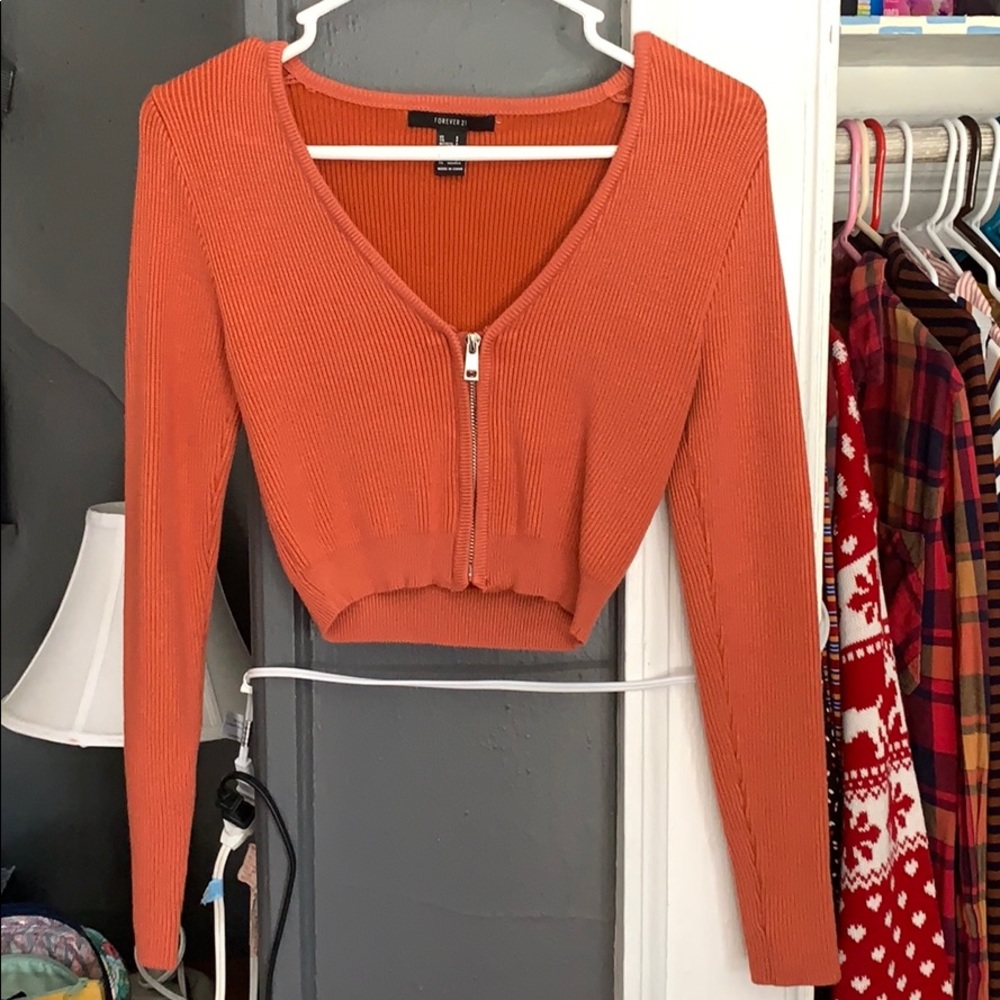 Cropped Zip-Up Front Sweater